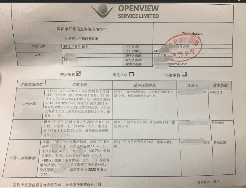 孩之宝初审报告